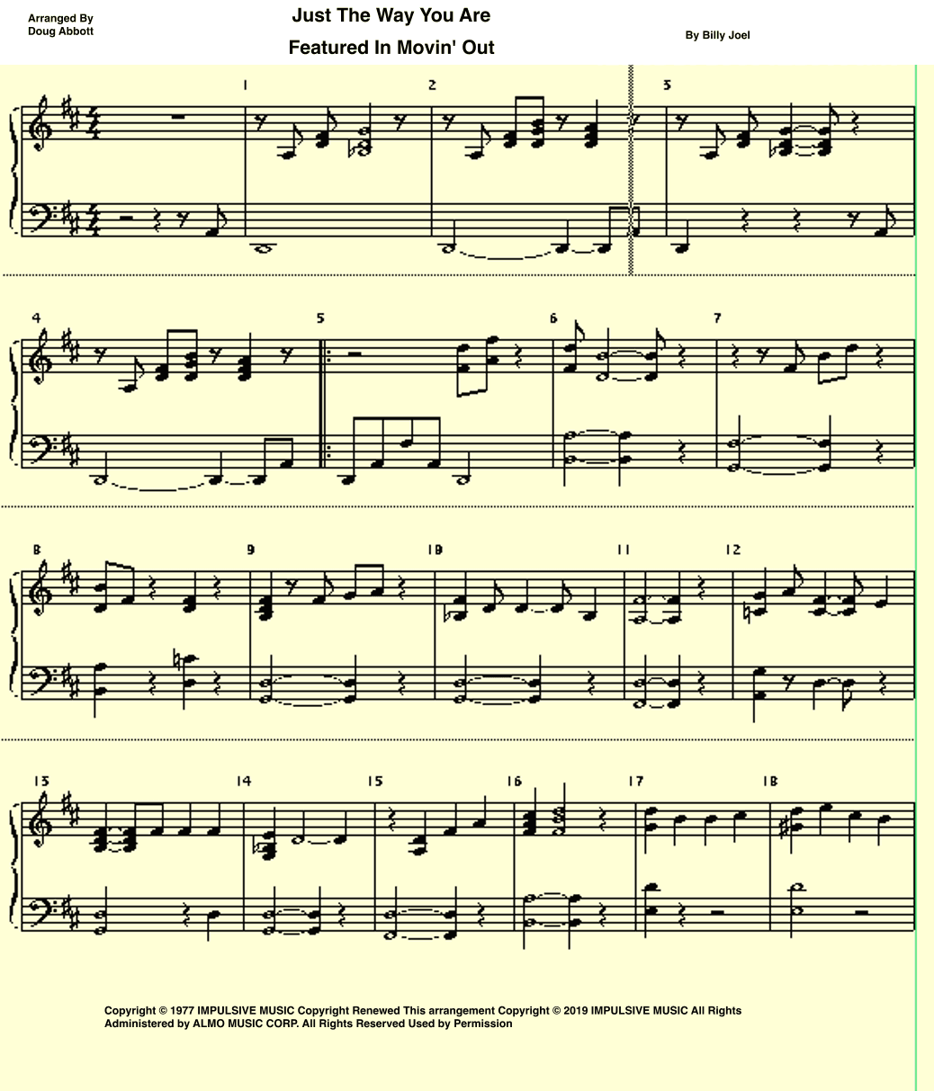 Just The Way You Are (arr. Doug Abbott)