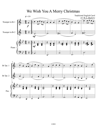 We Wish You A Merry Christmas (Trumpet Duet with Piano Accompaniment) (arr. B. C. Dockery)