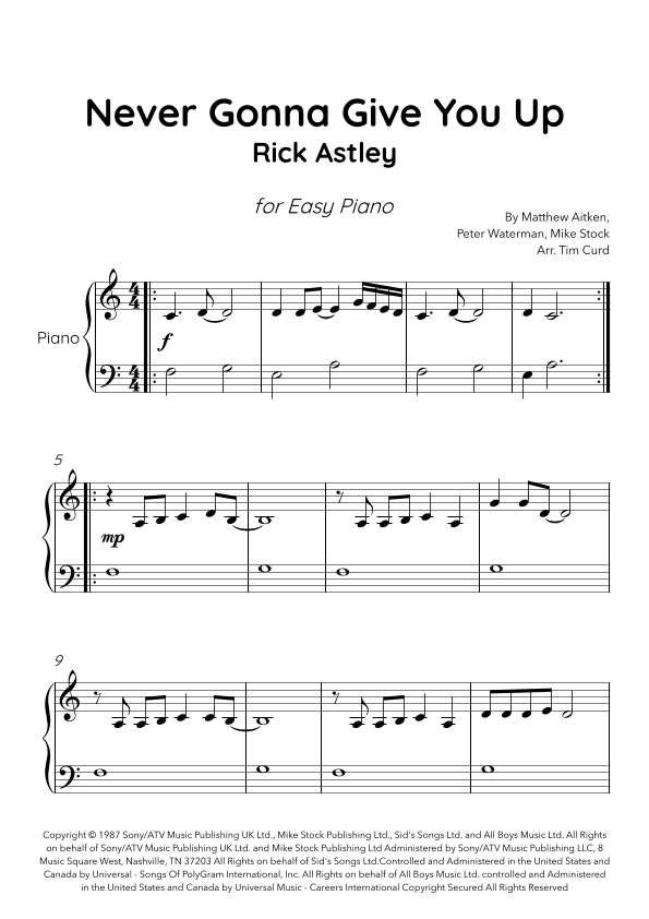 Never Gonna Give You Up (arr. Tim Curd)