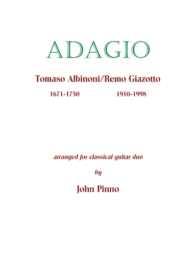 Adagio by Albinoni/Giazotto for classical guitar duo (arr. John Pinno)