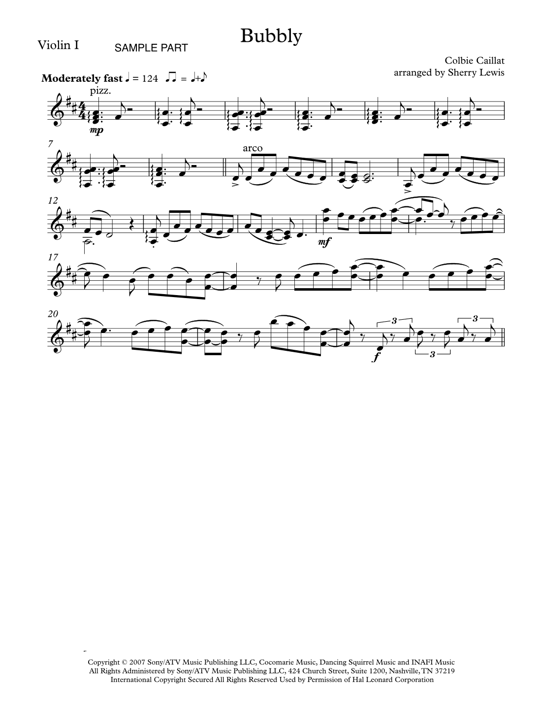 Bubbly (arr. Sherry Lewis)