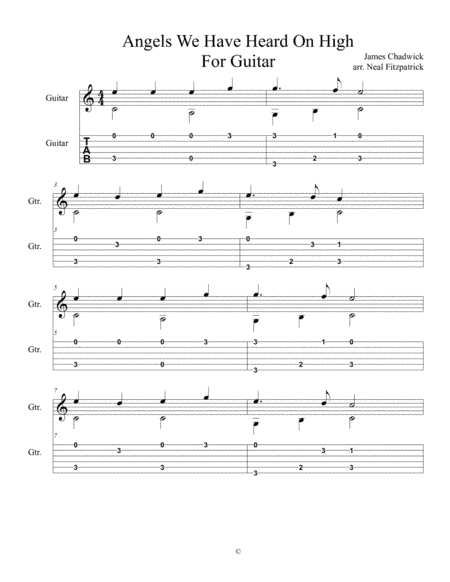 Angels We Have Heard On High For Guitar (arr. Neal Fitzpatrick)