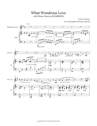 What Wondrous Love (with When I Survey) for English Horn & Piano (arr. Christopher M. Kraus)
