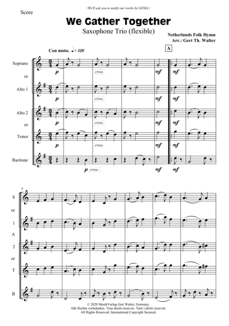 We Gather Together (arr. Gert Th. Walter)