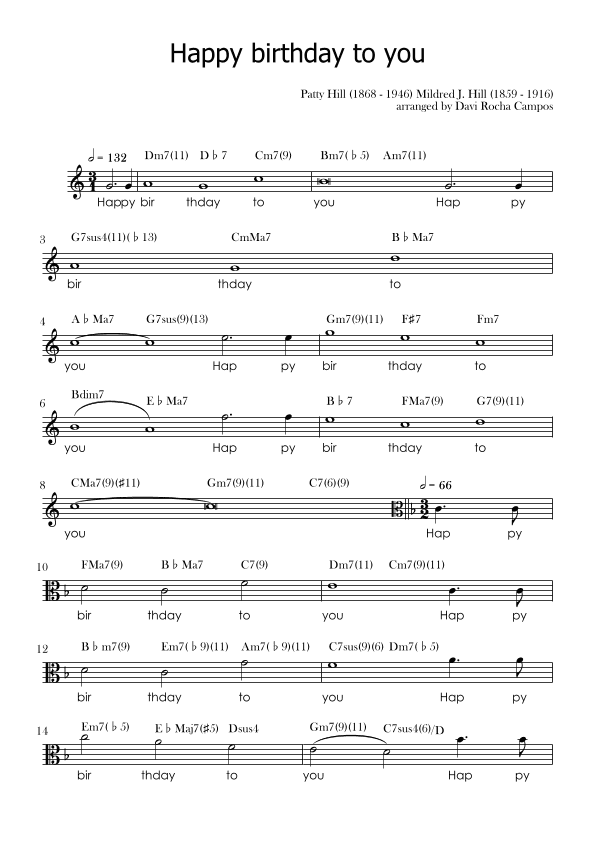 happy birthday to you (arr. Davi Rocha Campos)