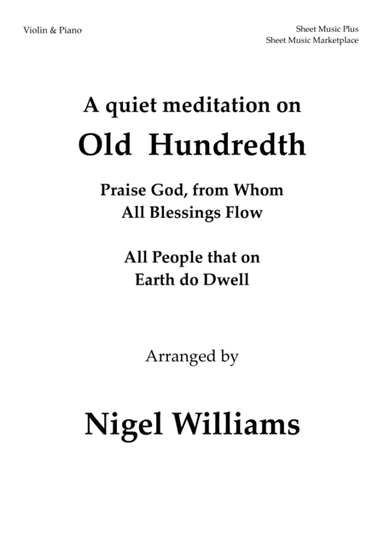 A Quiet Meditation On Old Hundredth, for Violin and Piano (arr. Nigel Williams)