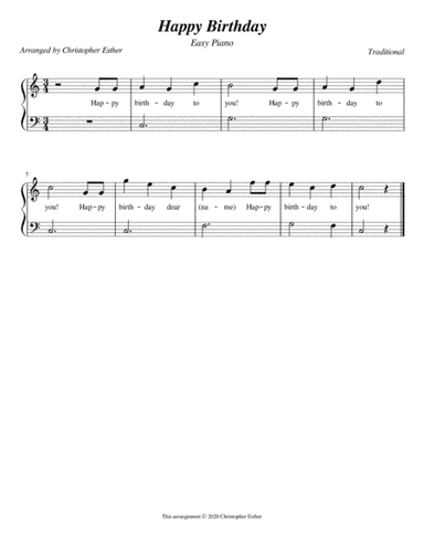 Happy Birthday (Easy Piano) (arr. Christopher Esther)