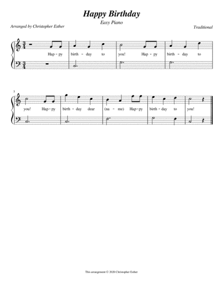 Happy Birthday (Easy Piano) (arr. Christopher Esther)