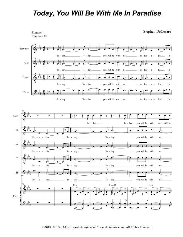 Today You Will Be With Me In Paradise (for SATB)
