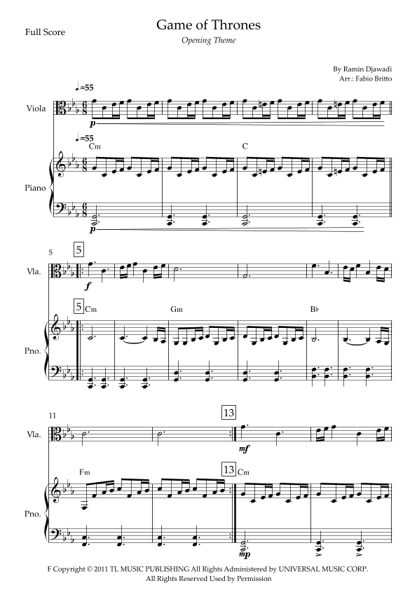 Game Of Thrones (arr. Fabio Britto)