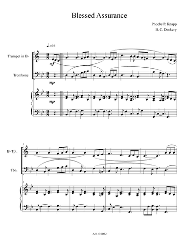 Blessed Assurance (Trumpet and Trombone Duet with Piano Accompaniment) (arr. B. C. Dockery)