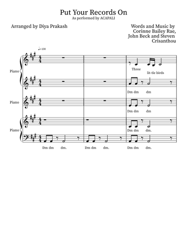 Put Your Records On (arr. Diya Prakash)
