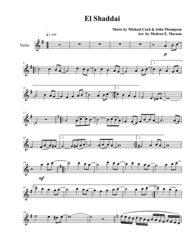 El Shaddai for violin-guitar duet (arr. Medeon Emverda Maraon)