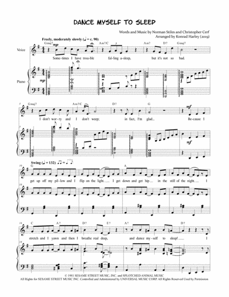 Dance Myself To Sleep (arr. Konrad Harley)
