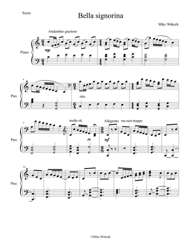 Mike Witkerk - Bella signorina (Piano solo)