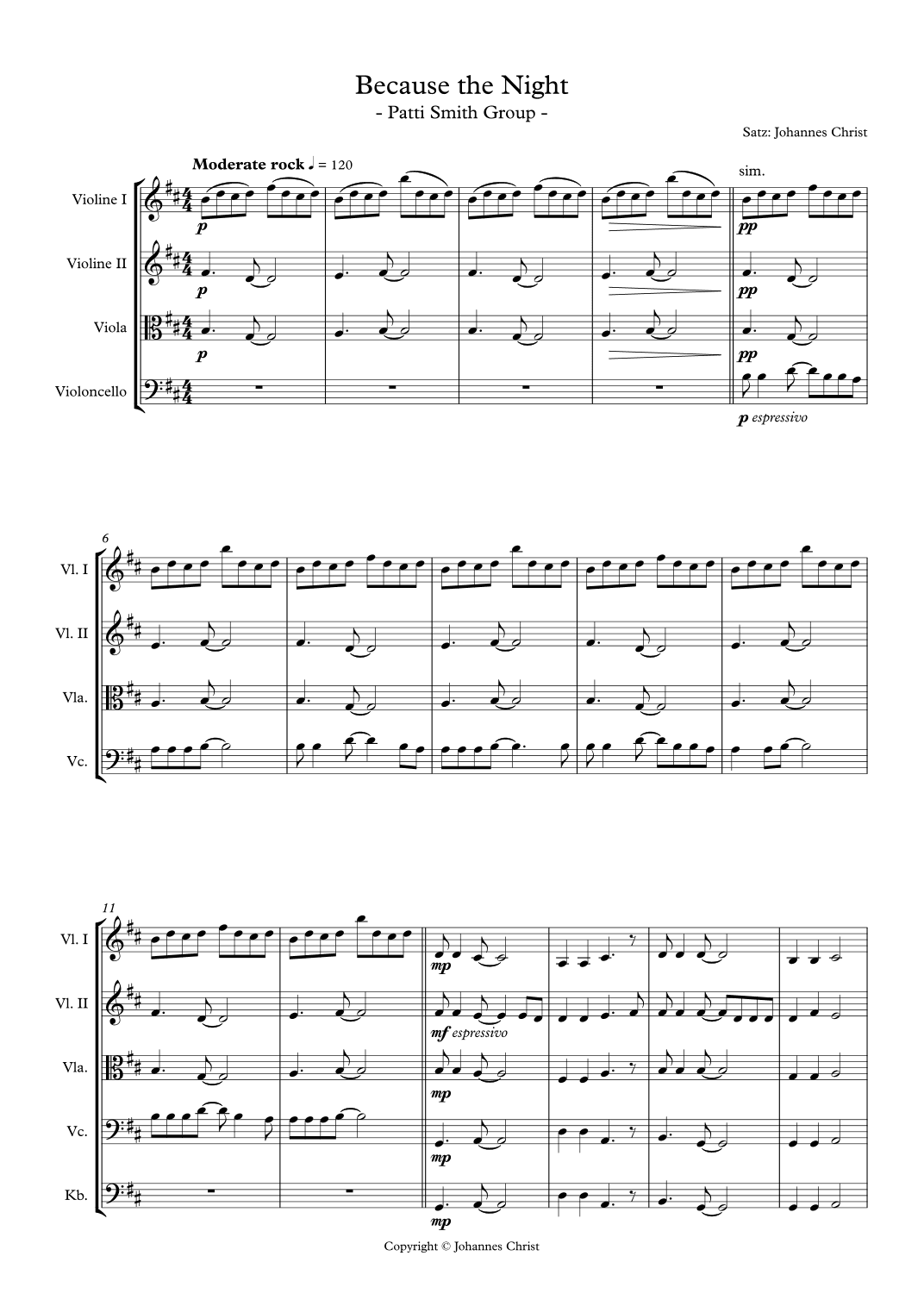 Because The Night (arr. Johannes Christ)