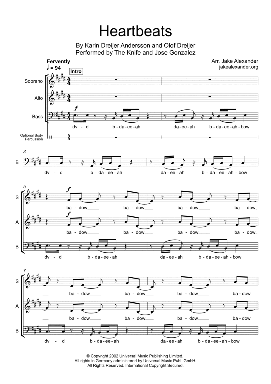 Heartbeats (arr. Jake Alexander)