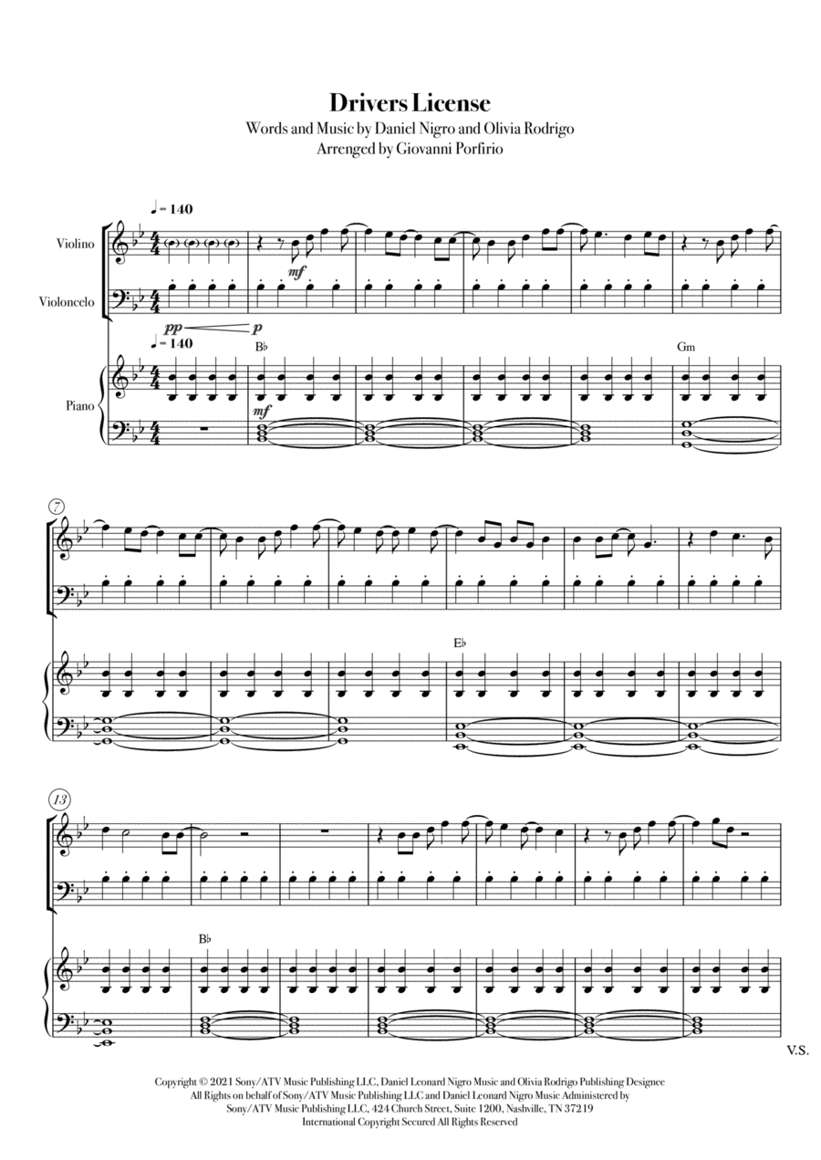 Drivers License (arr. Giovanni Porfirio)