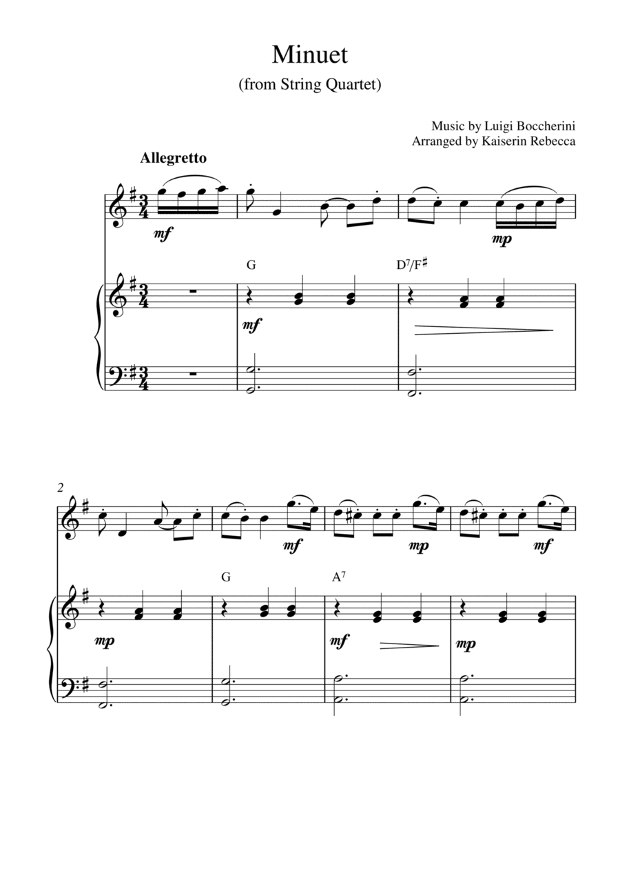 Minuet (from String Quartet) (for violin solo and piano accompaniment) (arr. Kaiserin Rebecca)