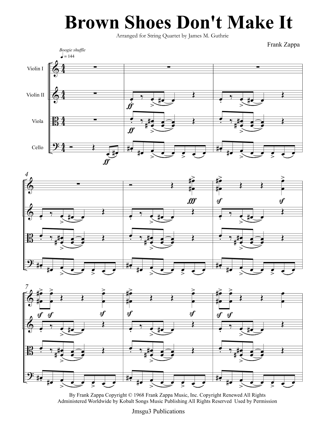 Brown Shoes Don't Make It (arr. James M. Guthrie)