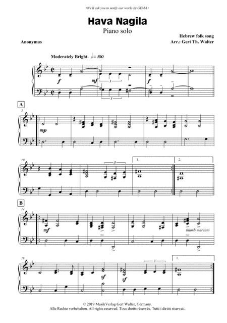 Hava Nagila (arr. Gert Th. Walter)