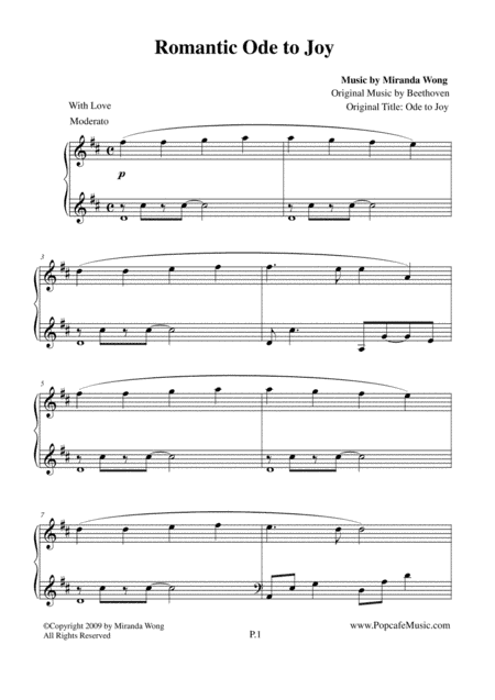 Romantic Ode to Joy - Touching Piano Version (arr. Miranda Wong)