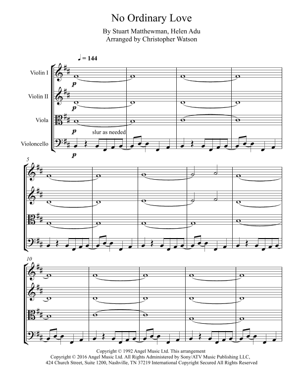 No Ordinary Love (arr. Christopher Watson)