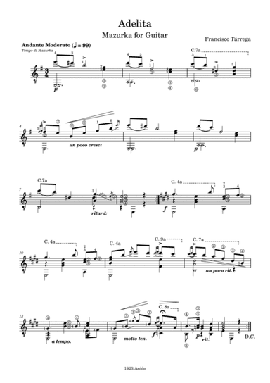 Adelita by Francisco Tárrega (arr. Zellev)