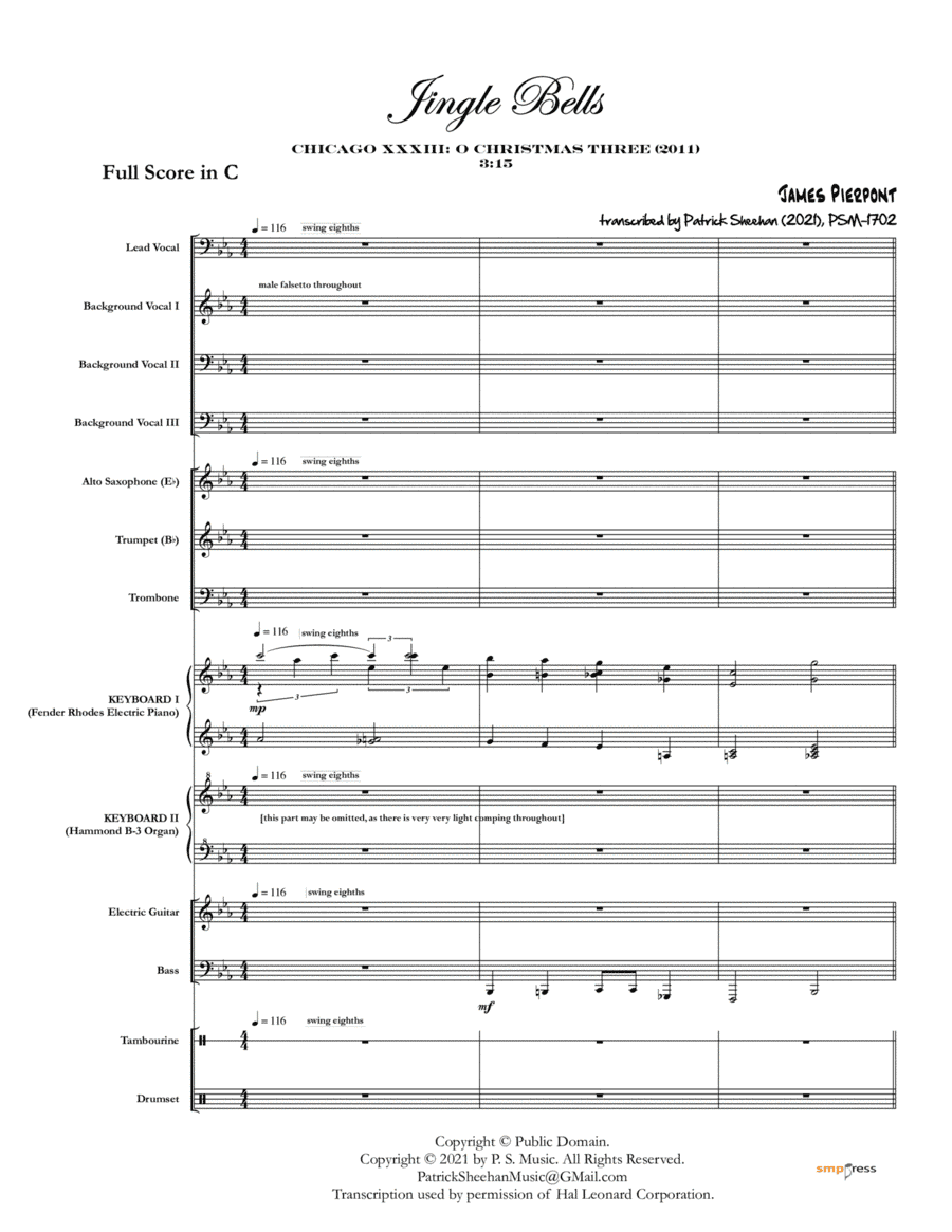 Jingle Bells [Chicago] (full score & set of parts) (arr. Patrick Sheehan)