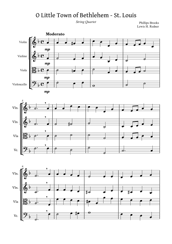 O Little Town of Bethlehem (St. Louis) String Quartet (arr. Lucas Figueiredo)