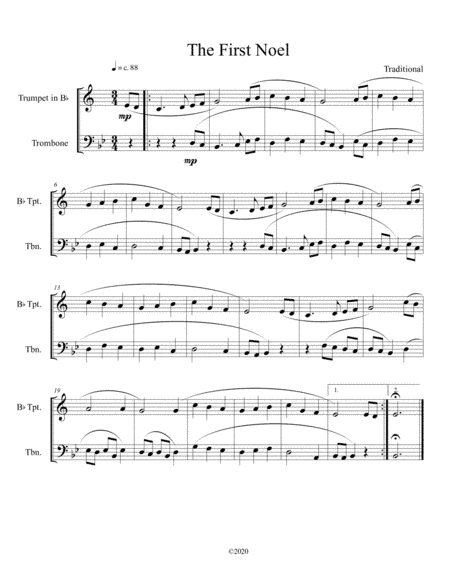 The First Noel (trumpet and trombone duet) (arr. B C Dockery)