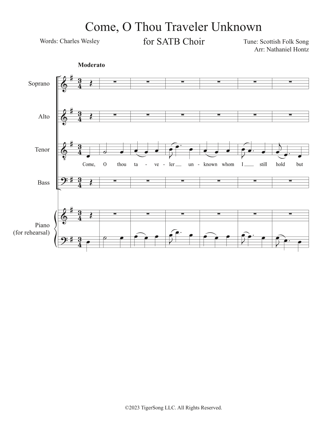 Come, O Thou Traveler Unknown (Anthem for SATB Choir)