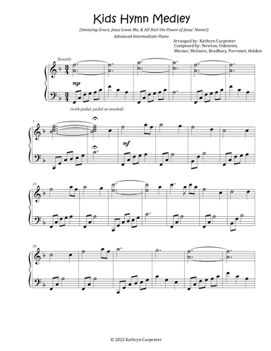 Kids Hymn Medley (Advanced Intermediate Piano) (arr. Kathryn Carpenter)