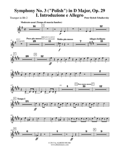 Tchaikovsky Symphony No. 3, Movement I - Trumpet in Bb 2 (Transposed Part), Op. 29 (arr. Doug Clyde)