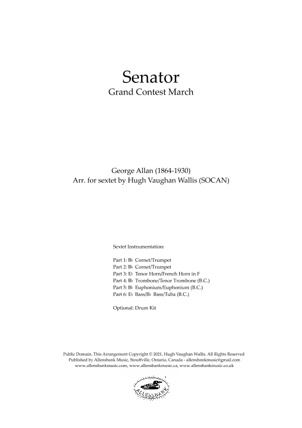 Senator - Grand Contest March by George Allan - arranged for brass sextet (arr. Hugh Vaughan Wallis)