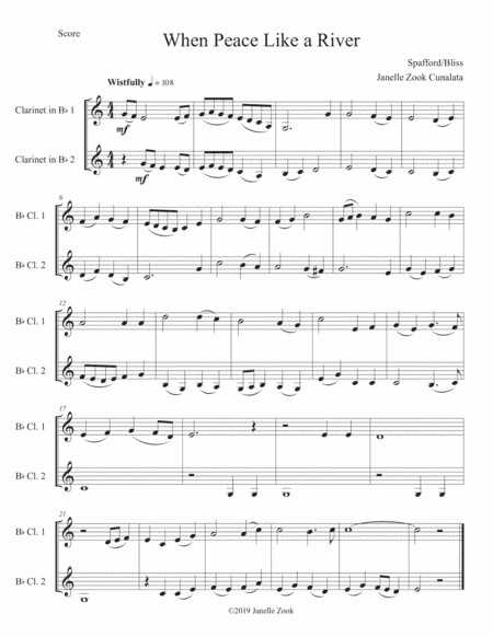 It is Well With my Soul (When Peace like a River) - clarinet duet (arr. Janelle Zook Cunalata)