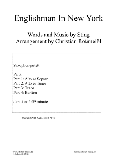 Englishman In New York (arr. Christian Roßmeißl)