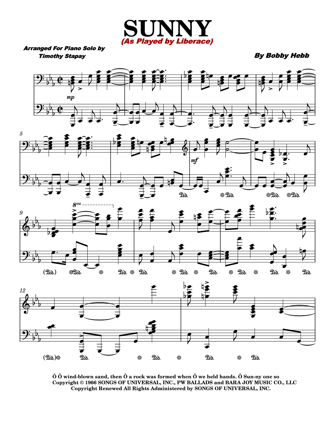 Sunny (arr. Timothy Stapay)