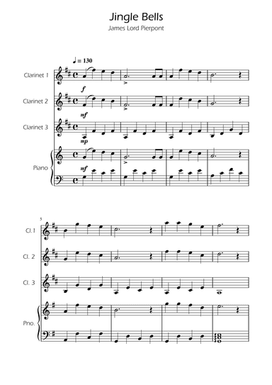 Jingle Bells - Clarinet Trio w/ Piano (arr. Ygor Nunes)