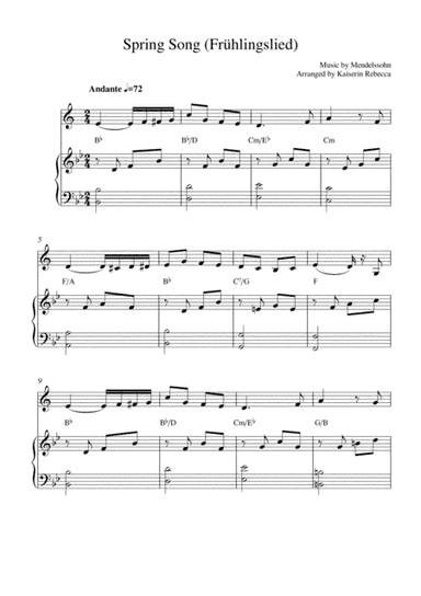 Spring Song (Frühlingslied, Op.62 no.6) (arr. Kaiserin Rebecca)