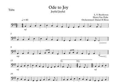 Ode to Joy - Joyful Joyful - Easy Tuba (arr. Daniel H Rosa)