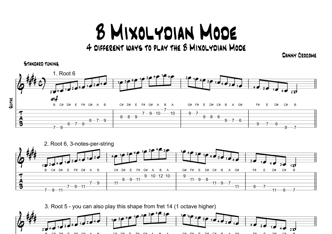 B Mixolydian Mode (4 Ways to Play)
