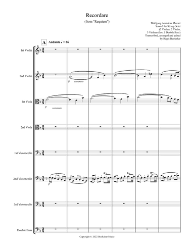 Recordare (from "Requiem") (F) (String Octet - 2 Violins, 2 Violas, 3 Cellos, 1 Bass) (arr. Regis Bookshar)