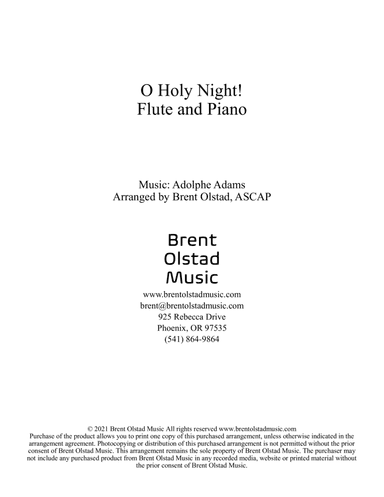 O Holy Night (arr. Brent Olstad, ASCAP)