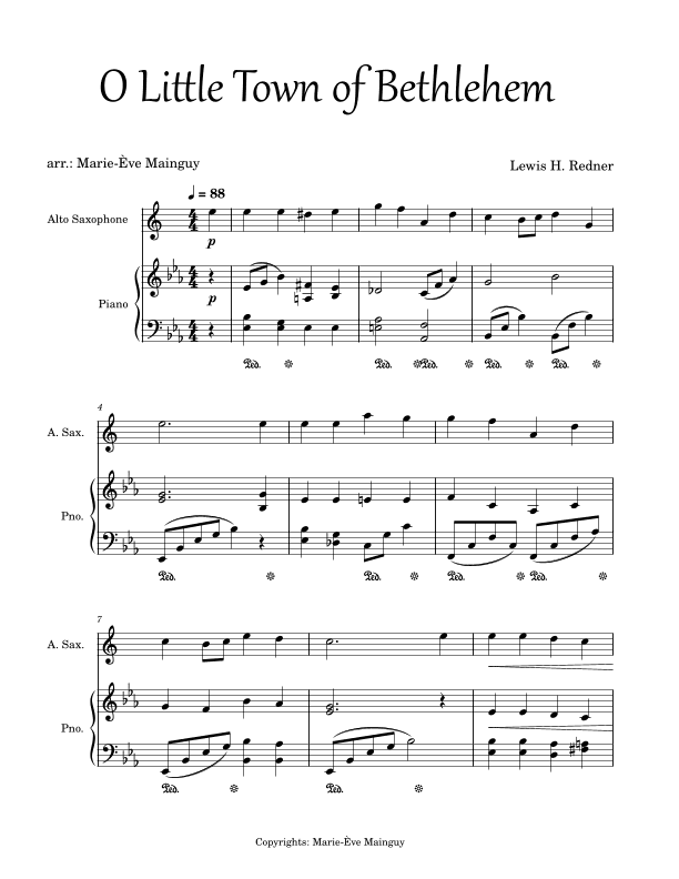 O Little Town of Bethlehem (arr. Marie-Ève Mainguy)