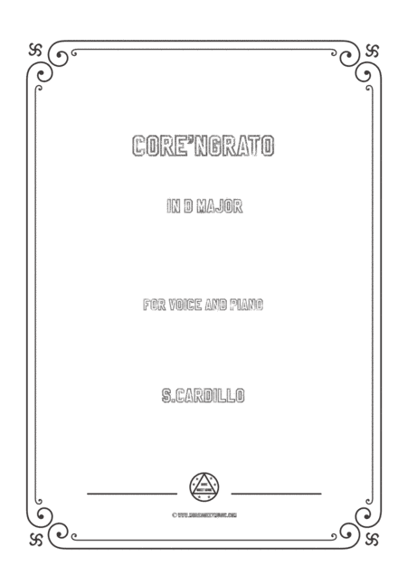 Cardillo-Core'ngrato in D Major,for Voice and Piano (arr. MSM)