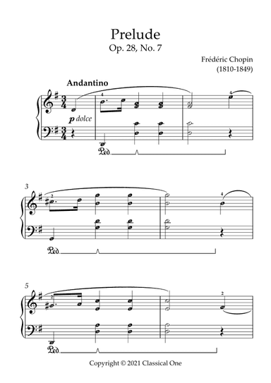 Chopin - Prelude Op.28, No.7(With Note name) (arr. MPS)