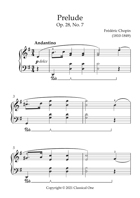 Chopin - Prelude Op.28, No.7(With Note name) (arr. MPS)