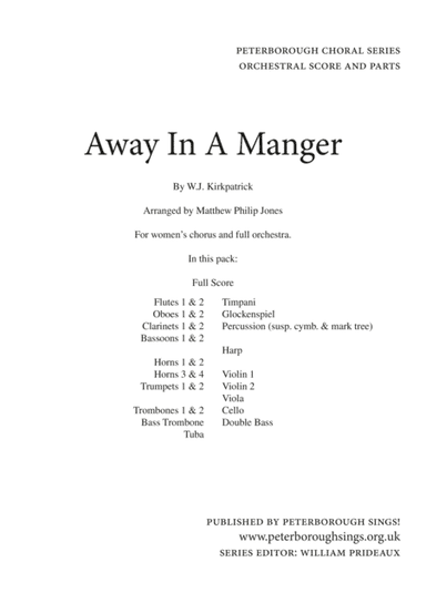 Away In A Manger SSAA Orchestral Accompaniment Score and Parts (arr. Matthew Philip Jones)