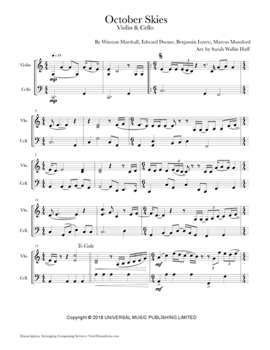 October Skies (arr. Sarah Wallin-Huff)